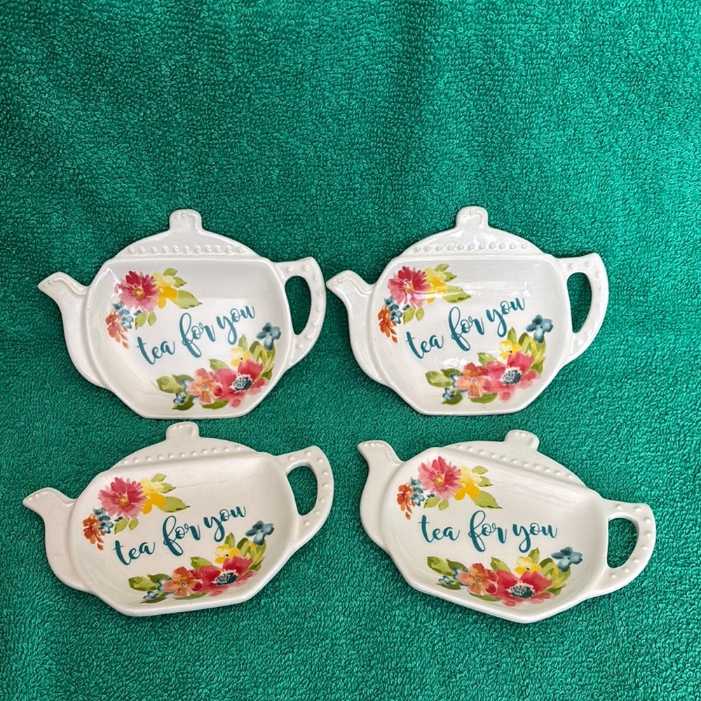 Lot of 4 The Pioneer Woman Floral Tea Bag Holders